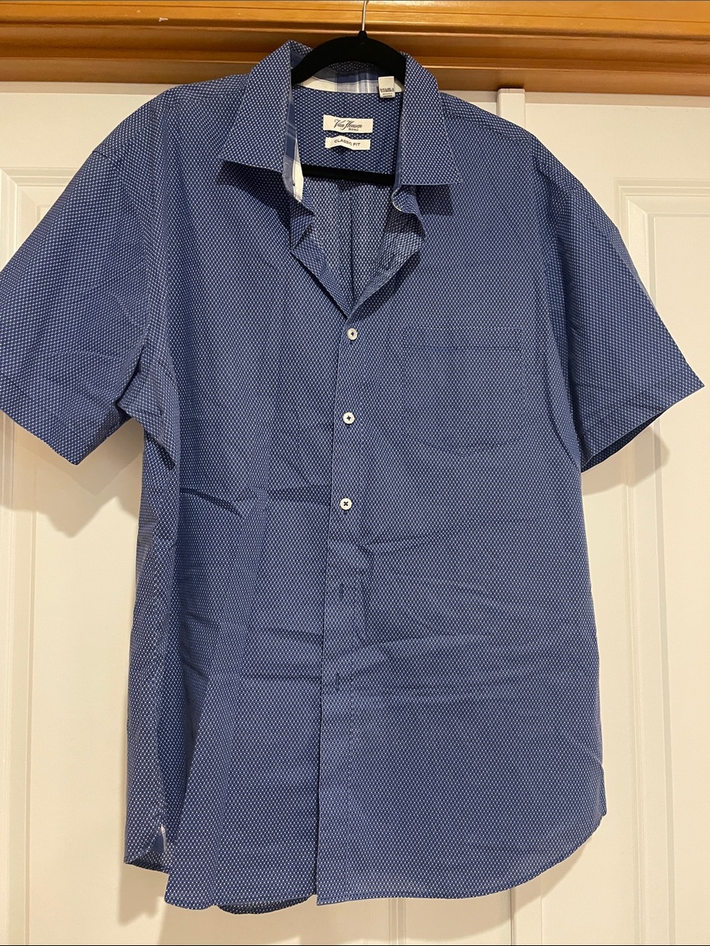 Van Heusen Blue Microdot Short-Sleeve Button-Down Shirt